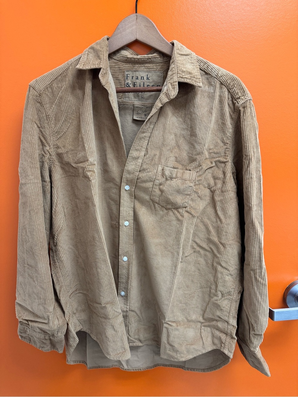 Frank & Eileen Men's Corduroy Button-Down Shirt in Light Brown
